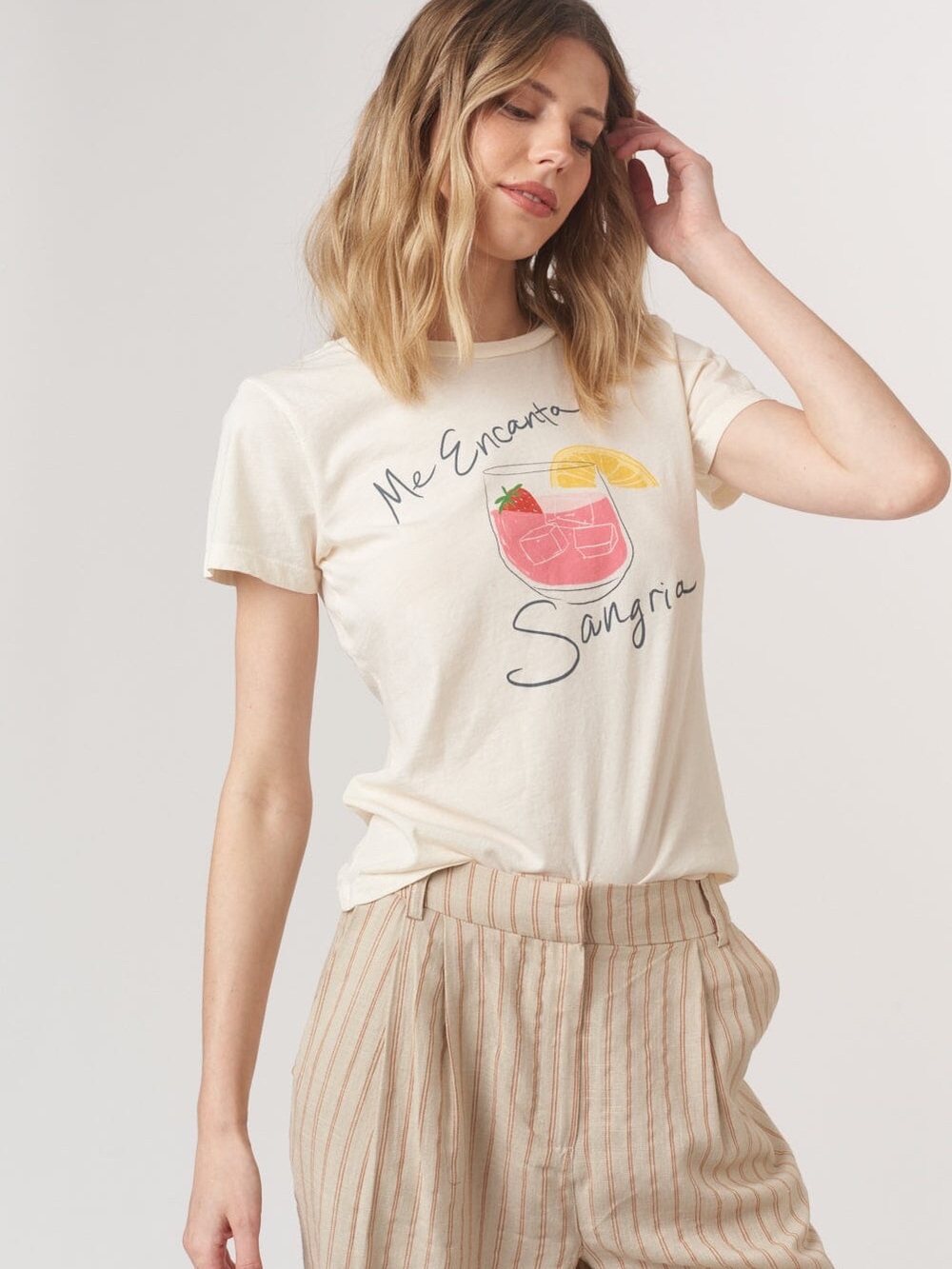 NWT Project Social T Cream Graphic 'Me Encanta Sangria' Tee